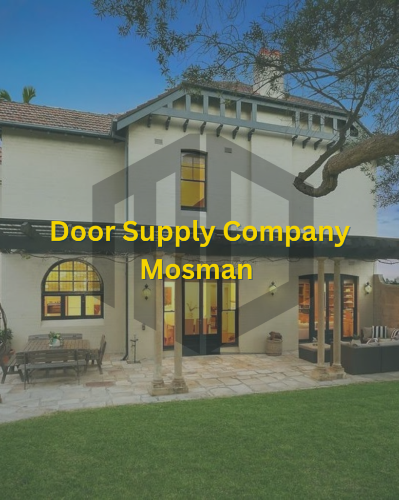 Veritcle Feature image titled "Door Supply Company Mosman" with the Meriton Door Logo top right hand side, with a background image of a recent Meriton Door Mosman Project.
